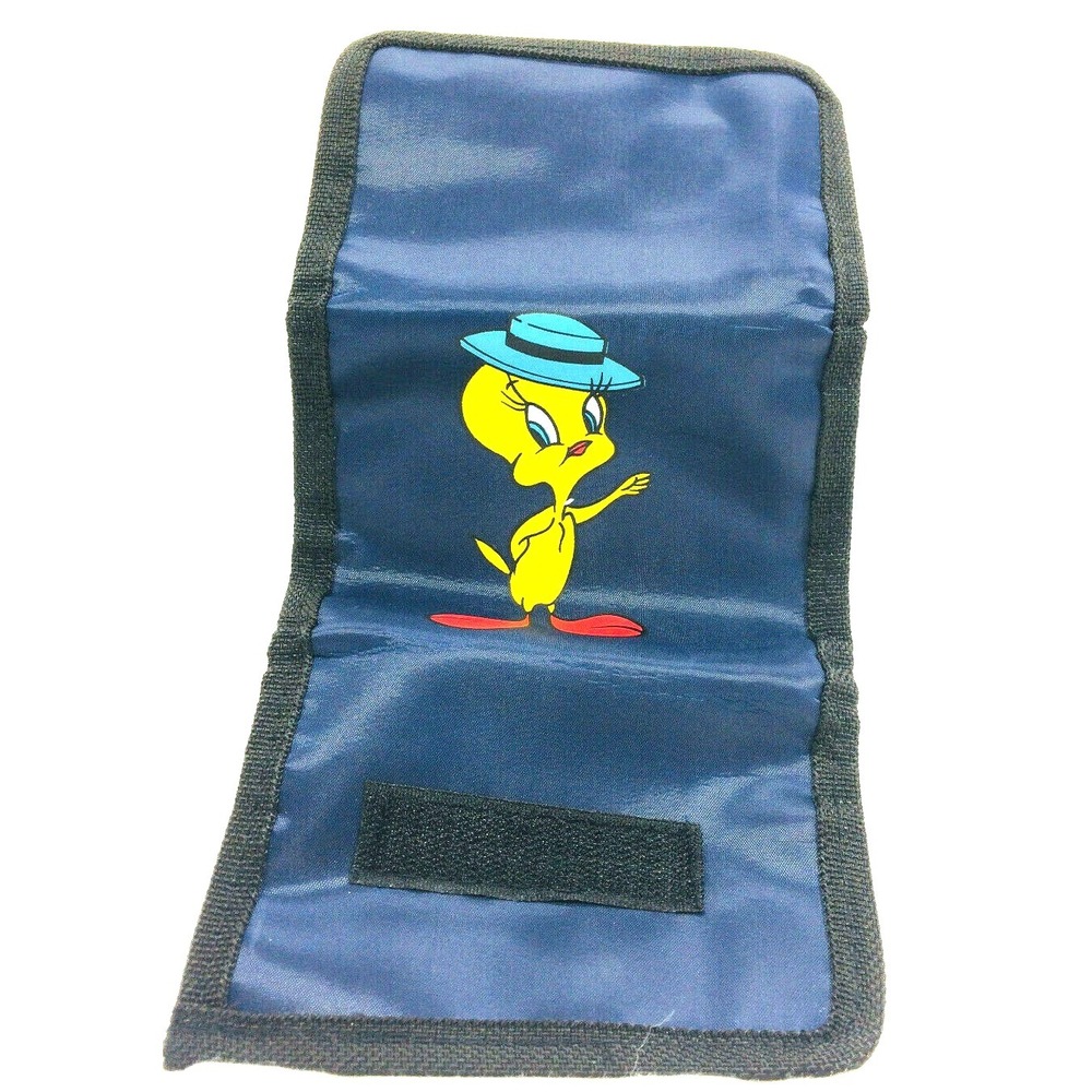 Tweety Bird Wallet Trifold Nylon Zipper Hook & Loop Closure Warner Bros Blue - Picture 3 of 4